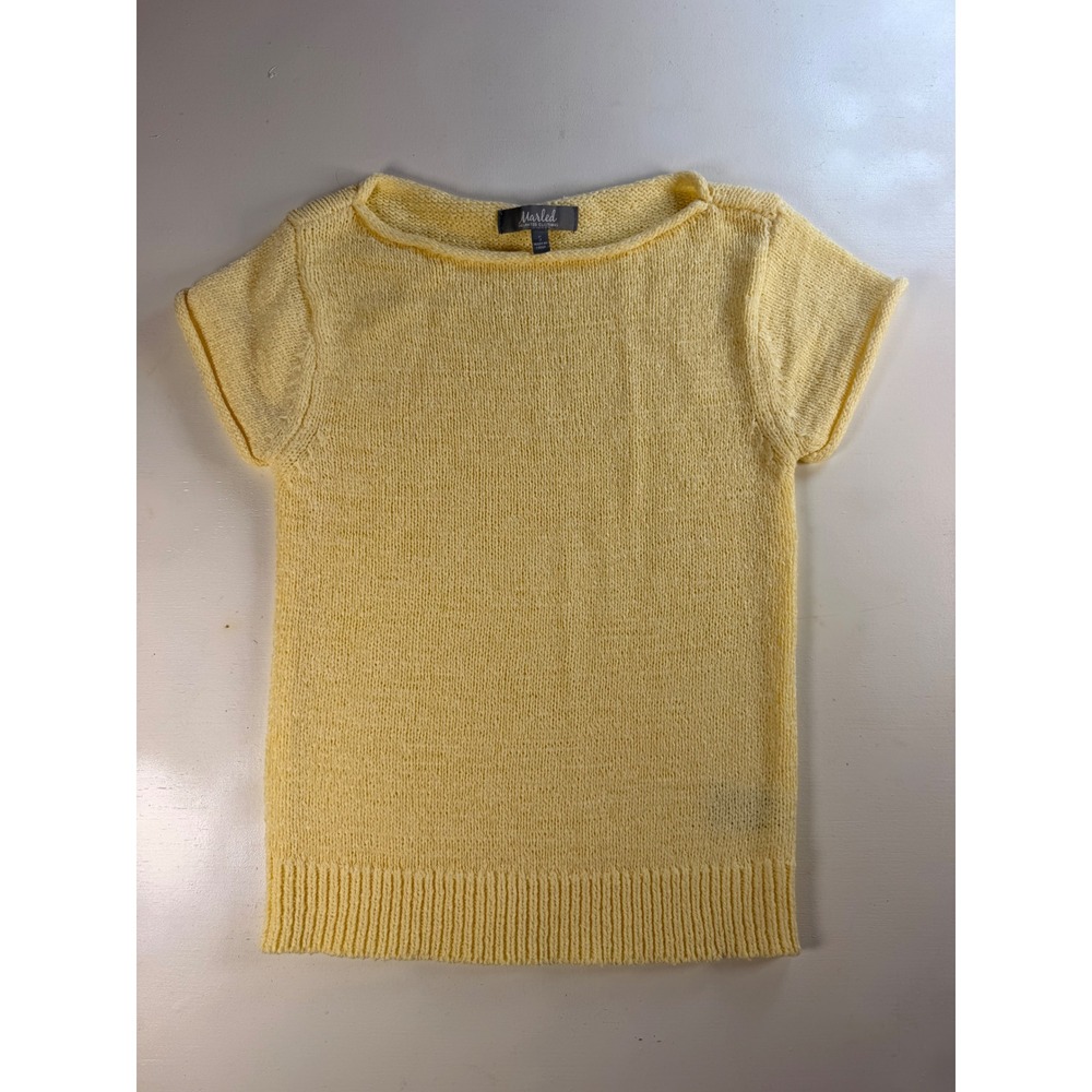 Marled Reunited Clothing Sweater Top Women Small Yellow Modern Boat Neck Knit